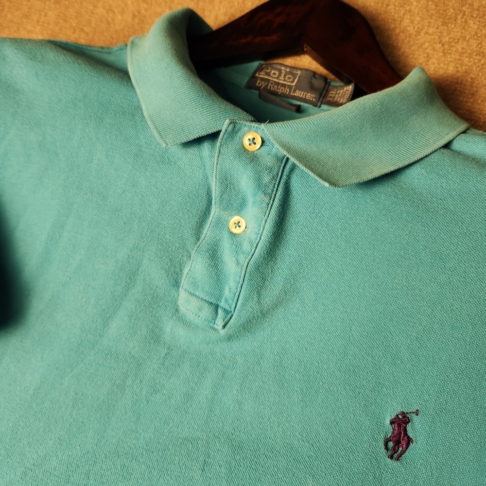 Polo Ralph Lauren Polo Shirt Mens XXL Turquoise Blue Custom Fit Pique Cotton